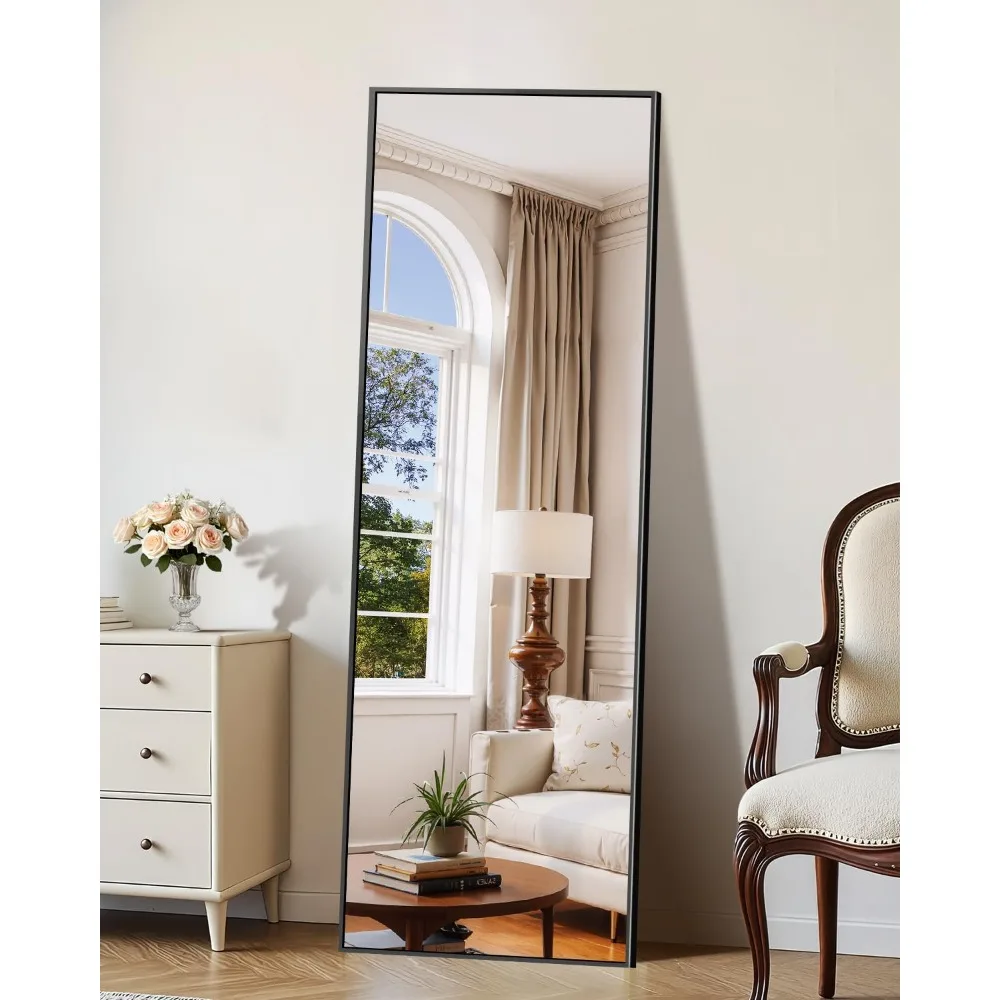 Großer Standspiegel in voller Länge mit Aluminiumrahmen für die Inneneinrichtung – ideal für Schlafzimmer und Wohnzimmer