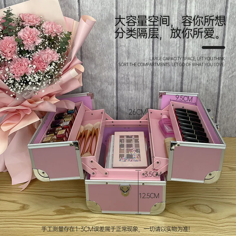 

Aluminum alloy portable professional high-capacity nail and eyelash embroidery tool storage box for makeup artists