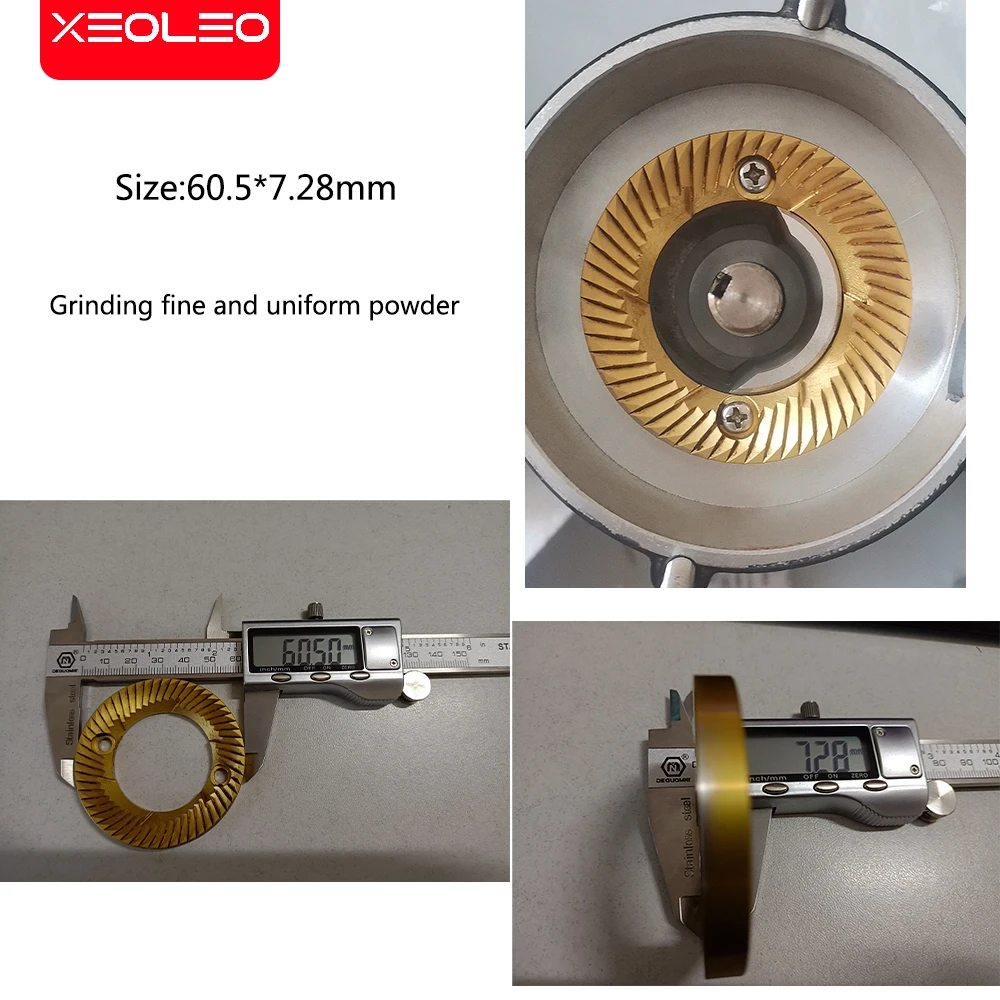 Xeoleo-電気コーヒーグラインダー,コーヒー豆用ミル,ブローホッパー,コーヒーフライス盤,10ステップ,60mm,チタンバリ,200W