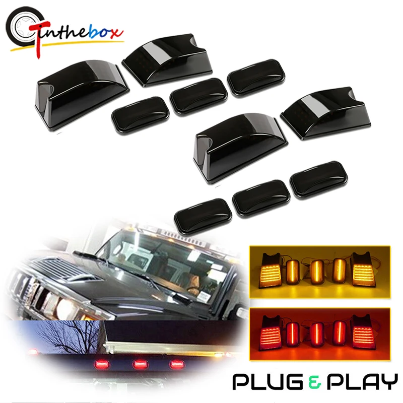 Cab Roof Top Marker Lights Side Marker Lights For Hummer H2 2003-2009 Smoked/Clear Lens Clearance Lamps