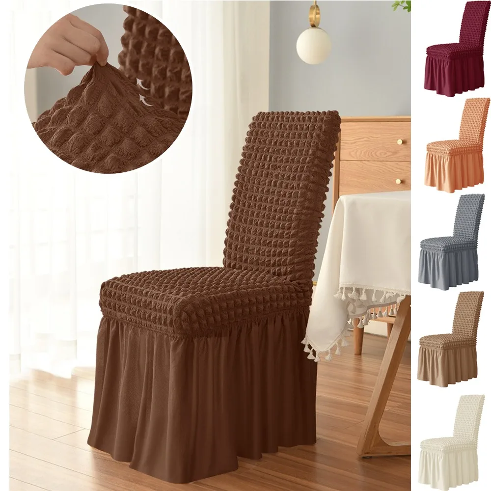 

1PC Furniture Protector for Room Dining Room Banquet Chair Slipcover Stretch Chair Covers with Skirt Elastic Wedding Chair Decor