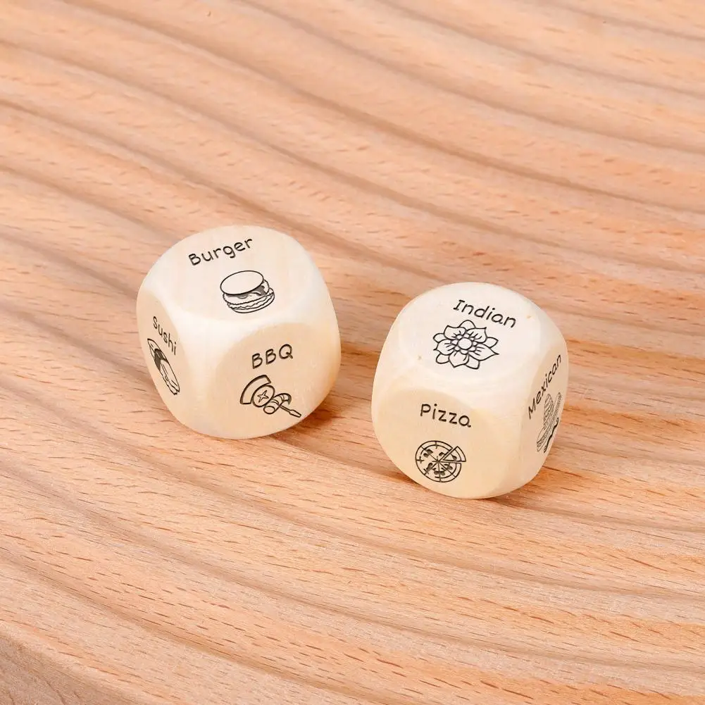 Food Decision Dice with Food Pattern Wooden Food Decision Dice Fun Anniversary Date Night Gifts for Couples 12 Food for Husband