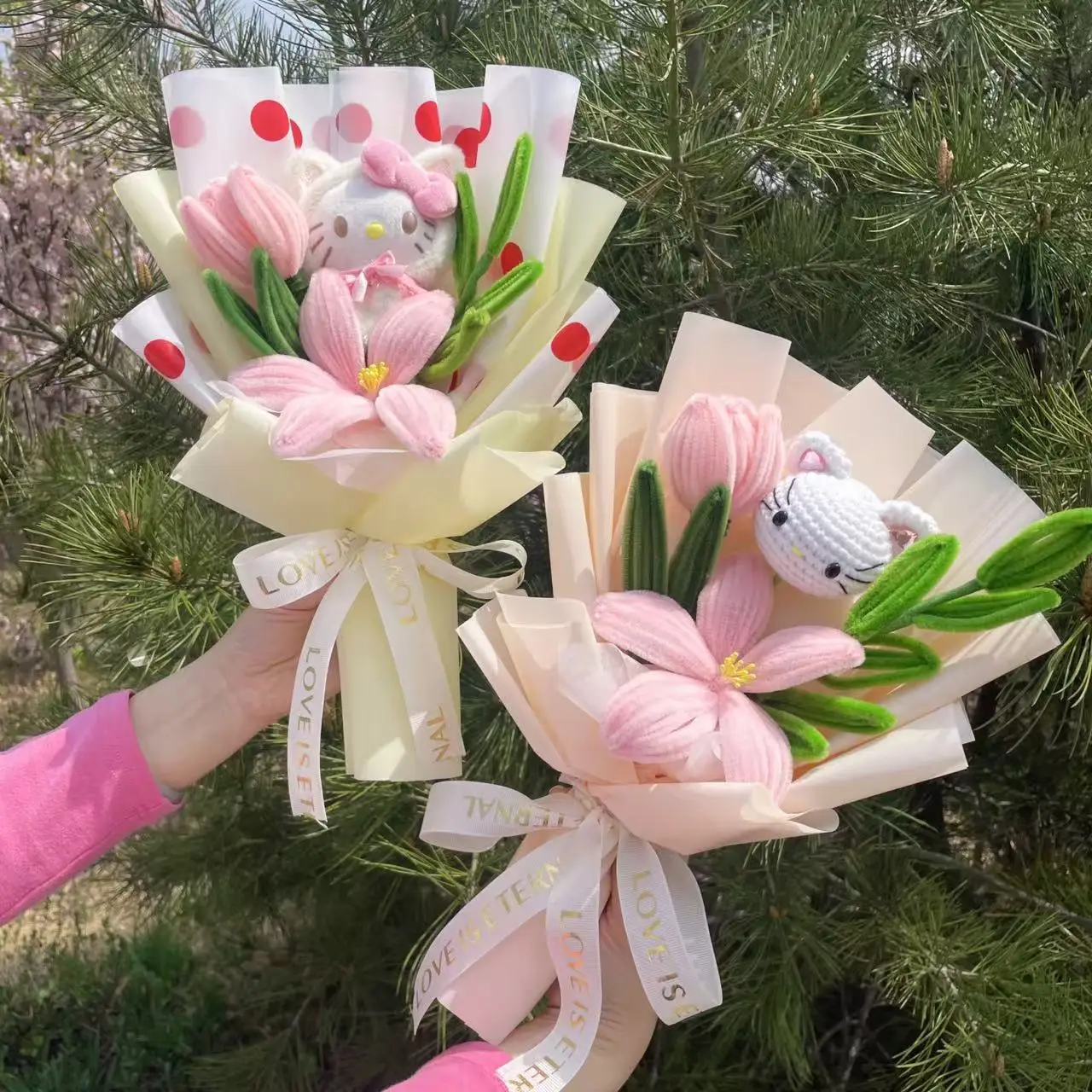 Cartoon My Melody Kuromi Cinnamoroll Kt Cat Plush Doll Toy Bouquet Gift Box Valentine\'s Day Christmas Graduation Gifts