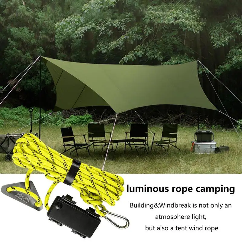 Windproof Rope Heavy Duty Paracord Camping Rope Strong Survival Rope Highly Reflective Tent Rope