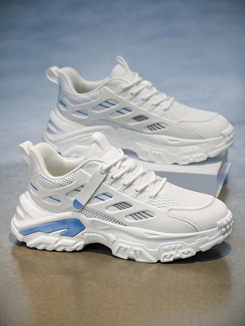 

Men's Summer 2026 New Style Mesh Breathable Thick Bottom Heightening Dad Trendy Casual Sports White Shoes Fashionable round Toe