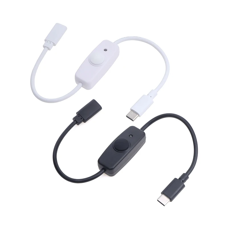 USB Type C With ON/OFF Switch Power Button 30CM Charging Extension Cable Universal Type-C