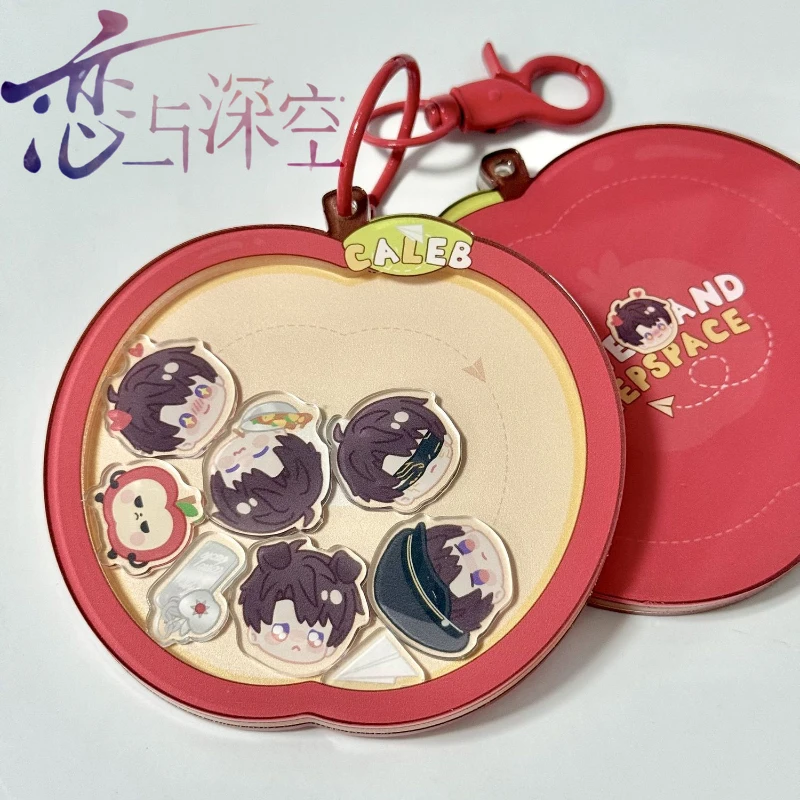 Game Love And Deepspace Caleb Cosplay Keychain Kawaii Acrylic Apple Pendant Keyring Key Chain Bag Ornament Accessories Props
