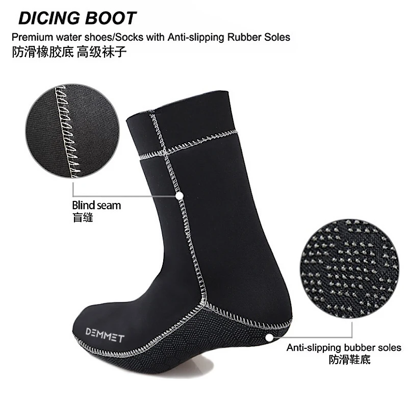 Calcetines de buceo de neopreno para hombre, botas cortas de surf de 3/5mm, cálidas, antideslizantes, para deporte de buceo, natación, equipo de