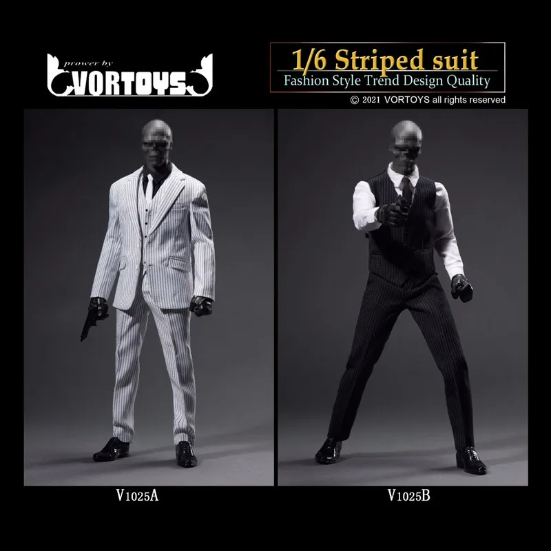 

In Stock Vortoys V1025 1/6 Male Striped Suit Set Action Figure Model Handmade Accessories Collection Decoration Toy Gifts