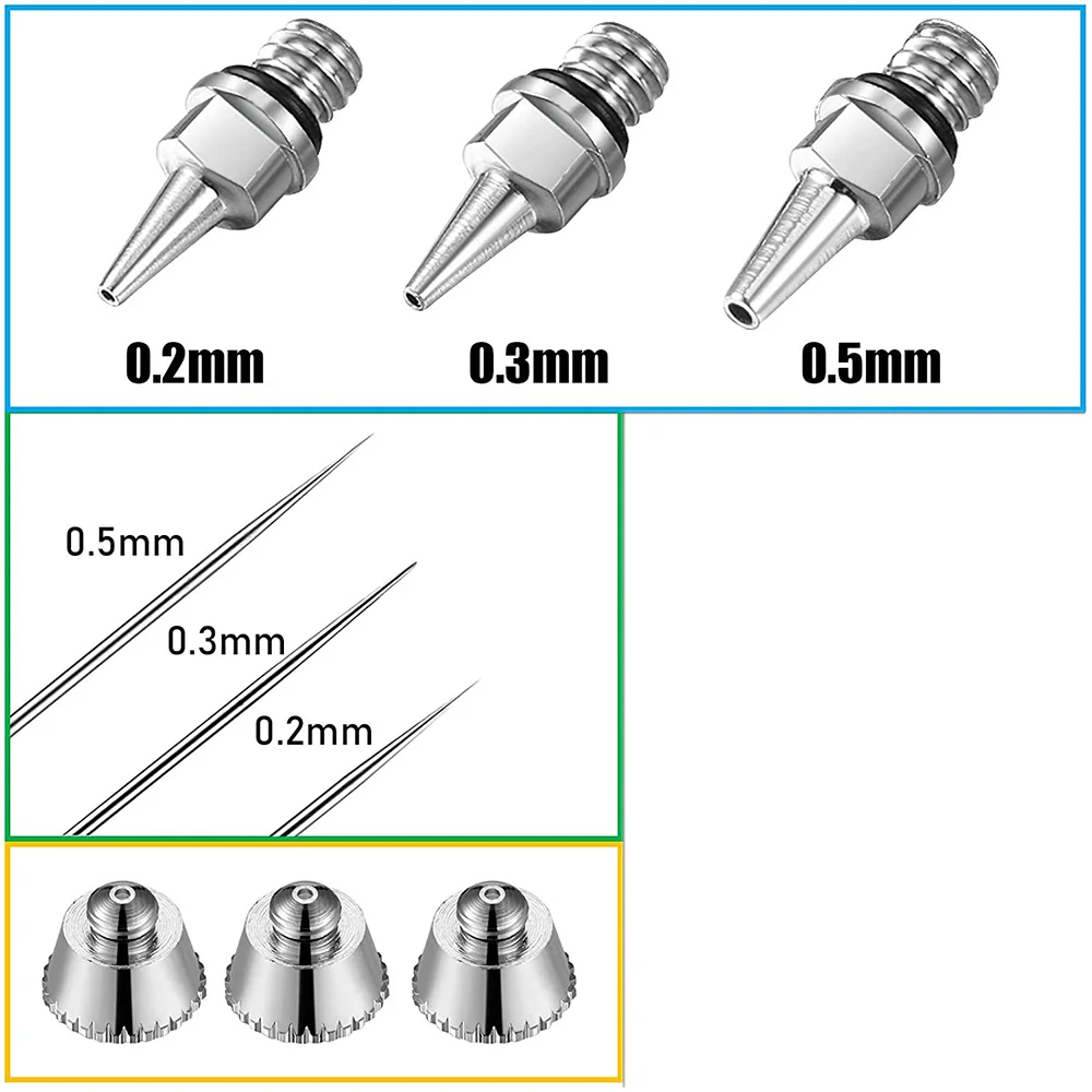 Комплект насадок для аэрографа, комплект из 10 игольчатых насадок с гаечным ключом, сменные детали для аэрографа, аксессуары для распылителя