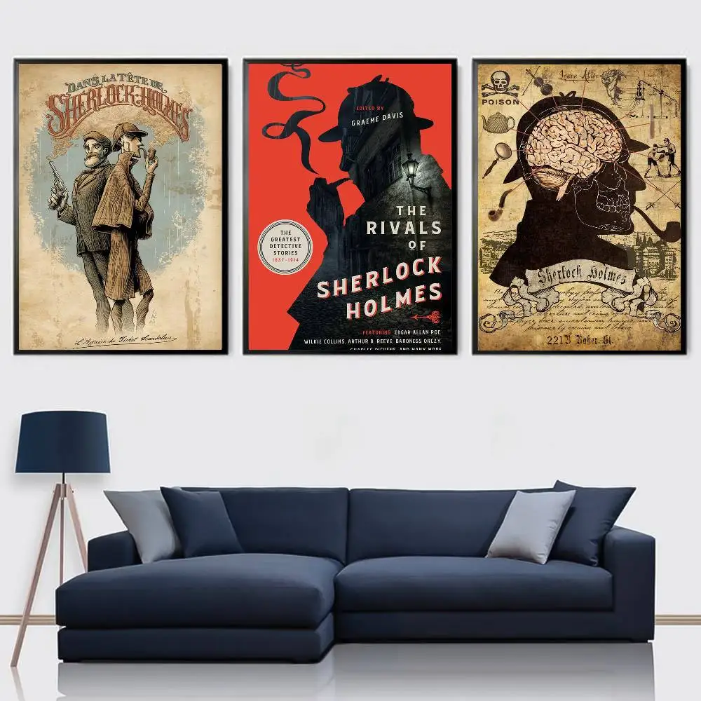 ملصق المحقق S-Sherlock H-Holmes 	   لوحة فنية جدارية عالية الجودة للمنزل والمكتب وغرفة النوم وغرفة المعيشة وبار المدخل هدية مثالية