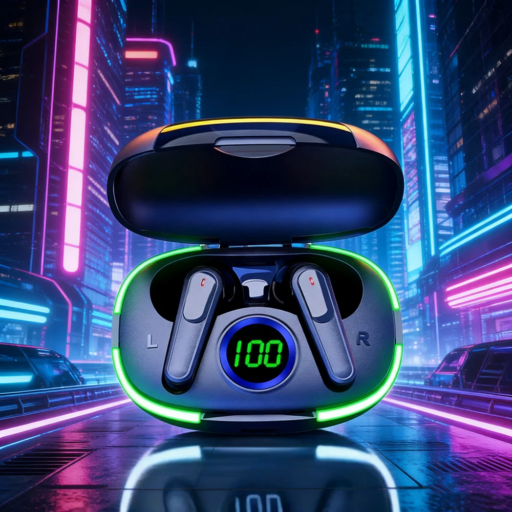 TWS Fone سماعات بلوتوث 5.3 سماعات رأس لاسلكية HiFi سماعة رأس ستيريو مع ميكروفون LED عرض سماعات أذن رياضية للهواتف الذكية #1