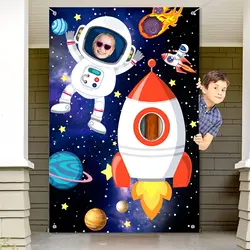 Photography Backdrop Birthday Decor Party Supplies Photo Prop Outer Space Banner Astronaut Face Photo Props Planet Background