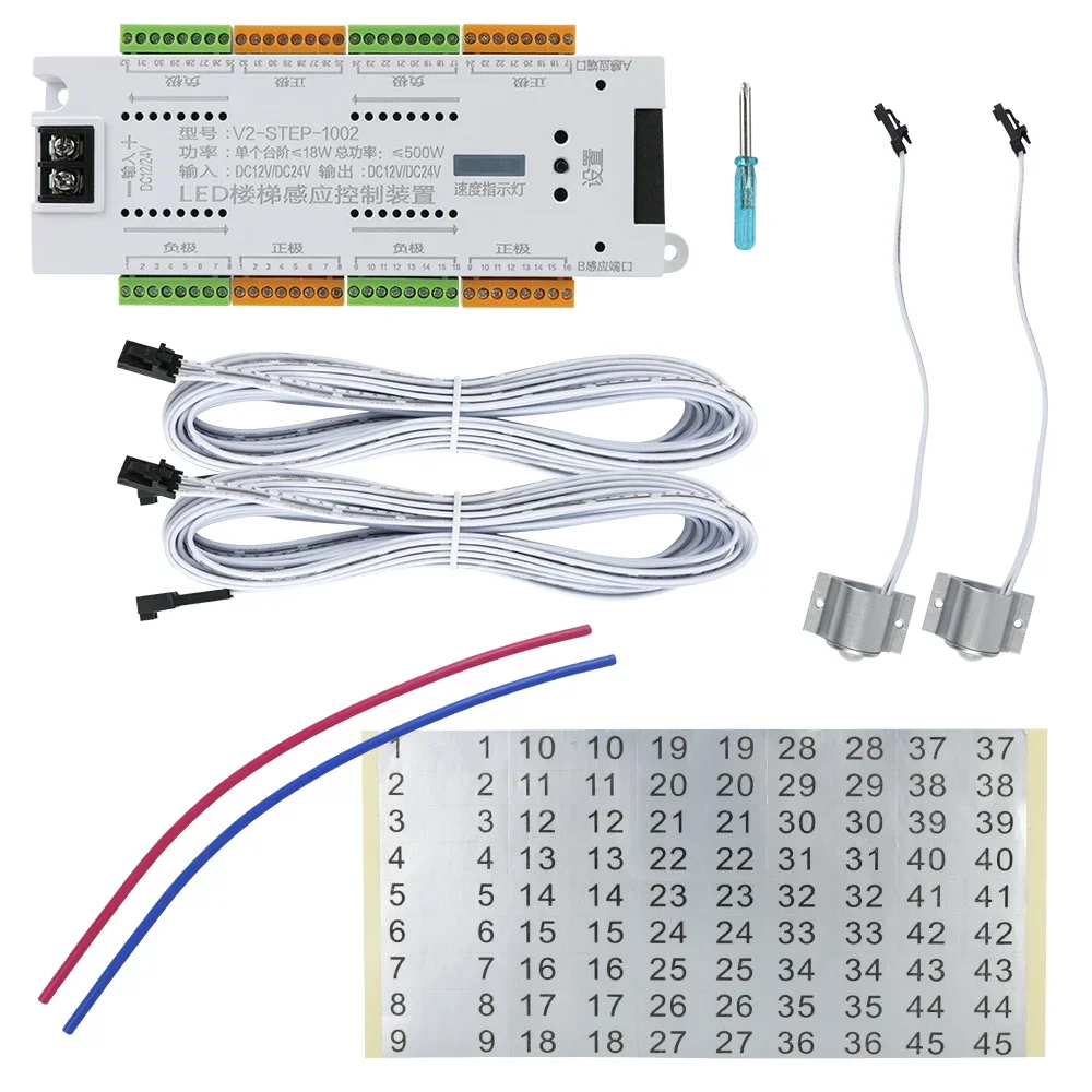 Lépcső Világítás ledes Mozgás Érzékelő automata Lépcsőfok ligh Számvevő készlet DC12V-24V 32 channels számára Lepcső Alkalmazkodó m csík