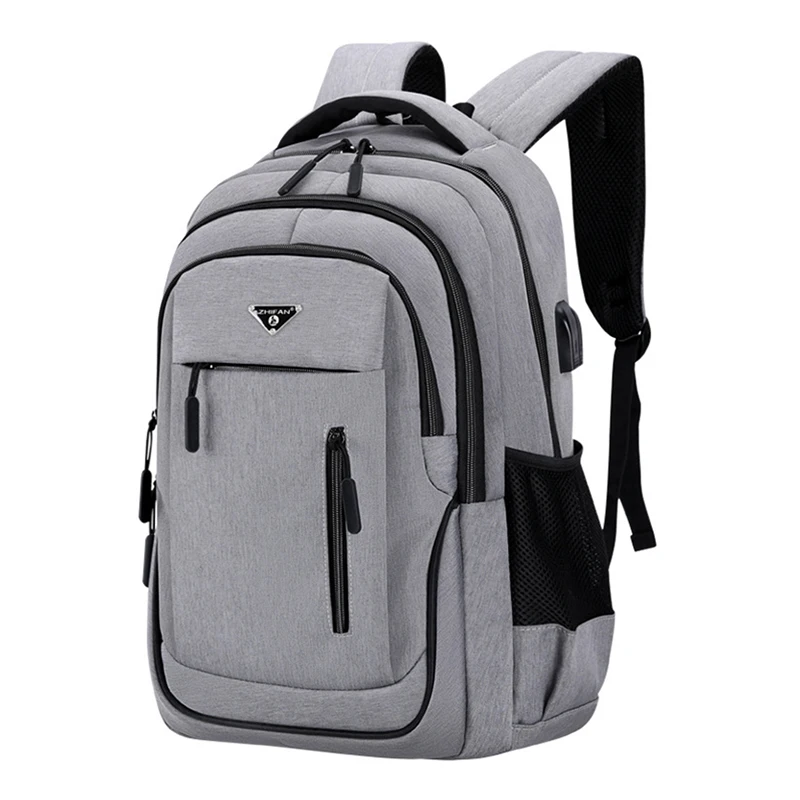 Large Capacity Backpack Men Laptop Backpacks 17.3''Oxford Black Solid High School Bags Teen College Boy Girl Student Backpacks