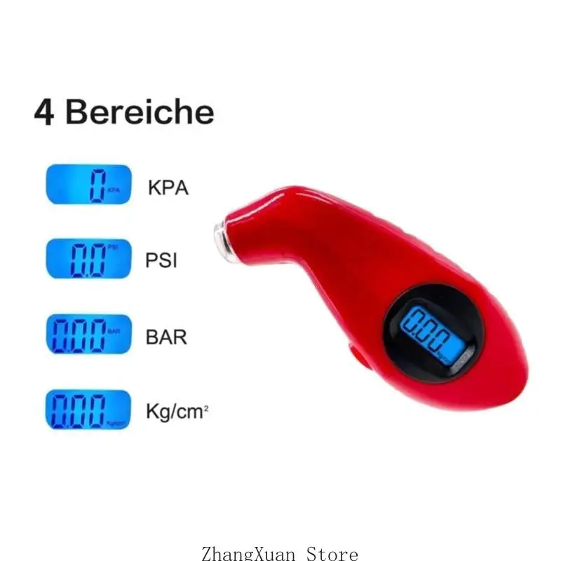 Digital Tire Pressure Gauge Portable Tire PressureMonitor Tool for Trucks 140PSI Tire Pressure Checker Black/Blue/Red 3XUF