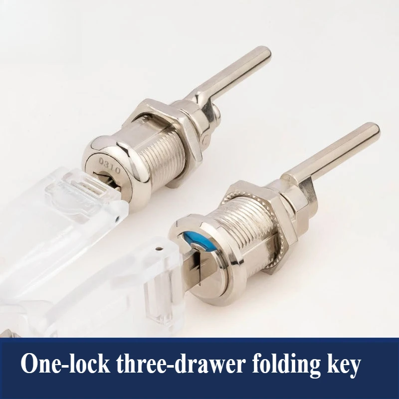 Drawer interlocking lock, filing cabinet lock, iron sheet movable cabinet tool. Drawer three interlocking desk lock core