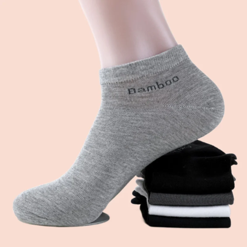 5/10 Pairs/Pack High Quality Men's Fashion Bamboo Fiber Socks Anti-Bacterial Man Ankle Socks Comfortable Breathable Short Socks