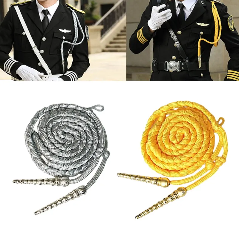 Cordon d'épaule d'aiguillette 185cm, Badge d'épaule tressé traditionnel pour uniforme, accessoires Costumes Cosplay