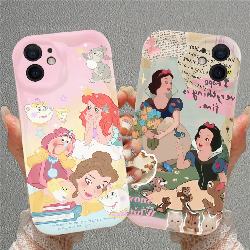 Disney Princess Cinderella Alice Soft TPU Silicone Case For iPhone 15 14 13 12 11 Pro Max X XR XS 8 7 Plus SE 2020 3D Wave Cover