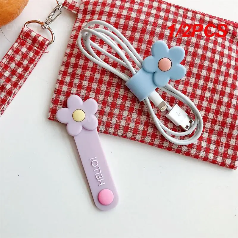 1/2PCS Data Line Accessories Durable Wire Winder Mobile Phone Periphery Storage Cartoon Practical Buttons Headphones Simple