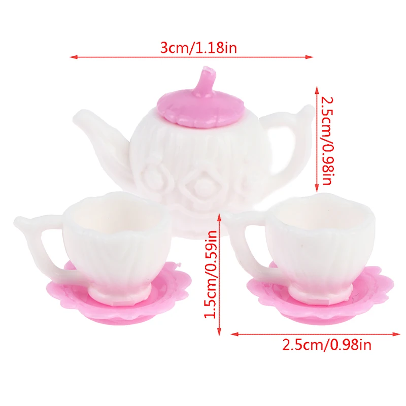 1:12Tableware Teapot Coffee Cups Saucer Tray Plate Tea Set Pot Kitchen Decor Dollhouse Miniature Christmas Gift Doll Accessories