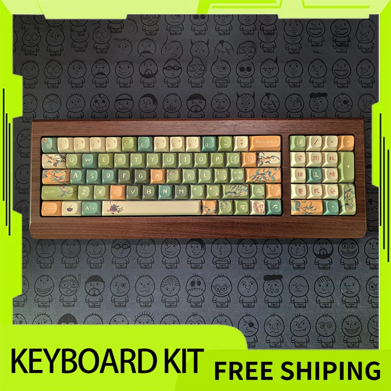 Black Walnut Keyboard Kit Custom Large Board Single Mode Hot Swap 80% North American Solid Wood Keyboard For Pc Accessory Gift