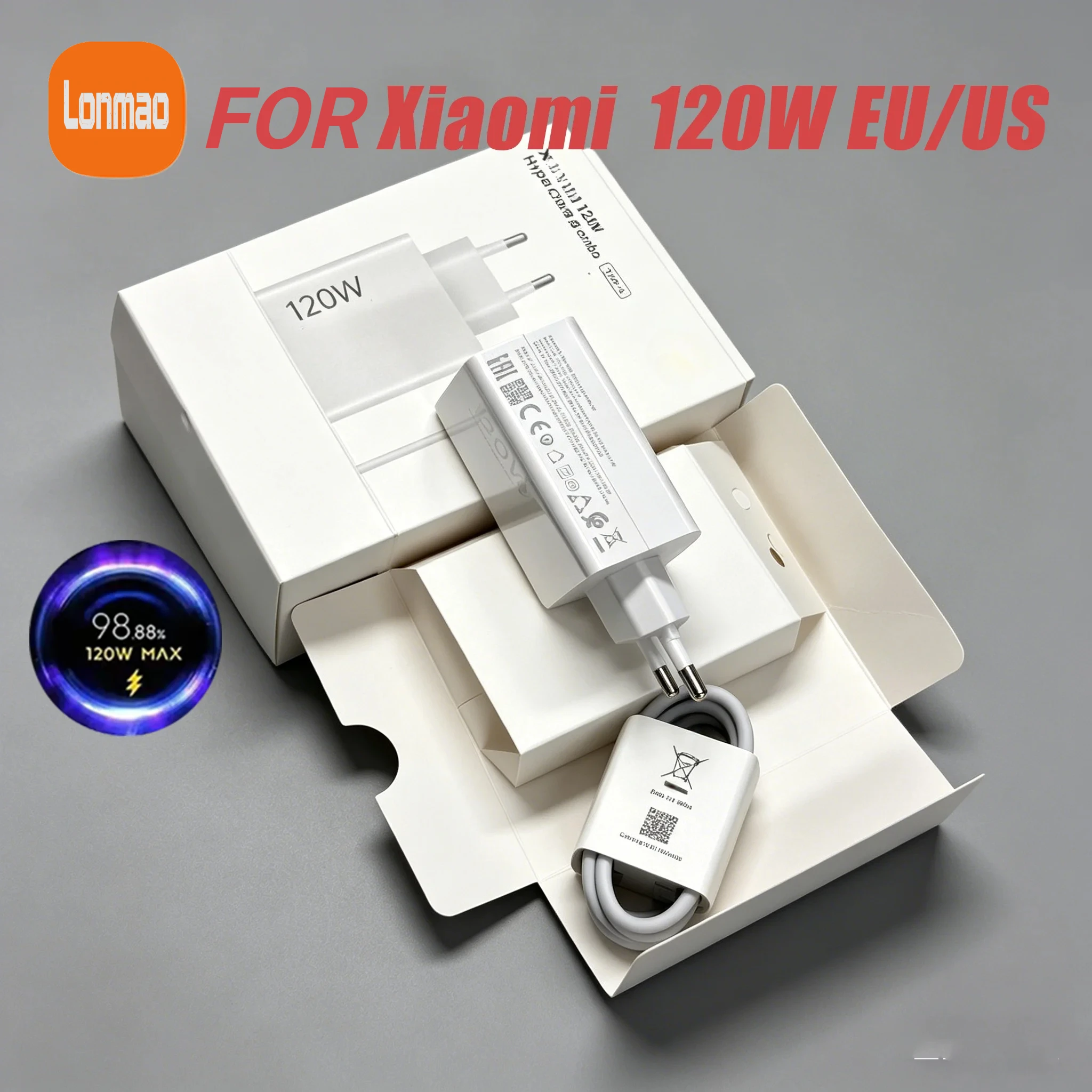 Chargeur Xiaomi 120W Turbo Charge, adaptateur EU US, câble USB Type C 1M 6A pour Poco X5 X4 F5 Pro Mi 13 12 11 Lite Mix Fold