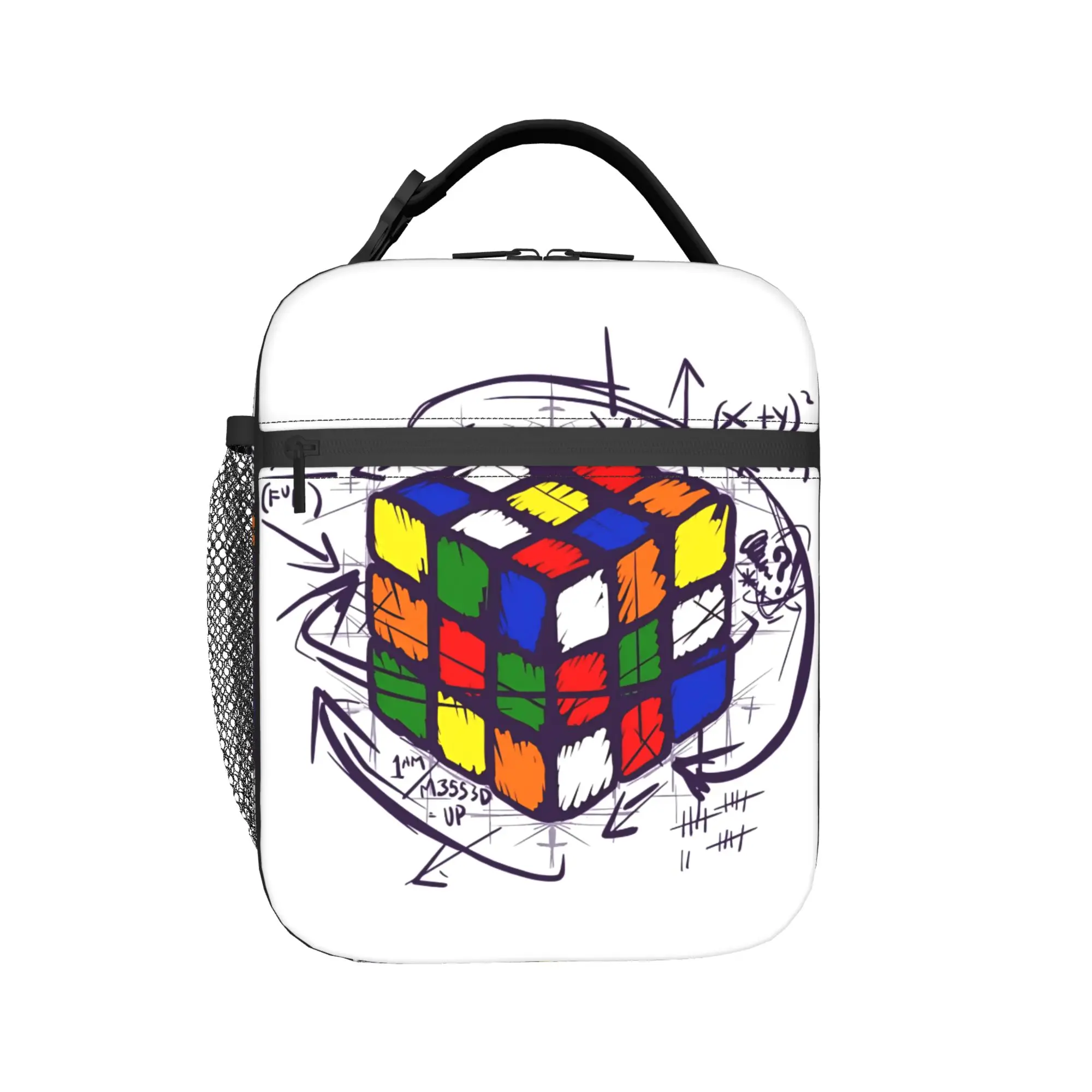 Cubiks Math On Light Lunch Bag  Funny Lunch Box For Child  Outdoor Picnic Cooler Bag Waterproof Tote Food Bags