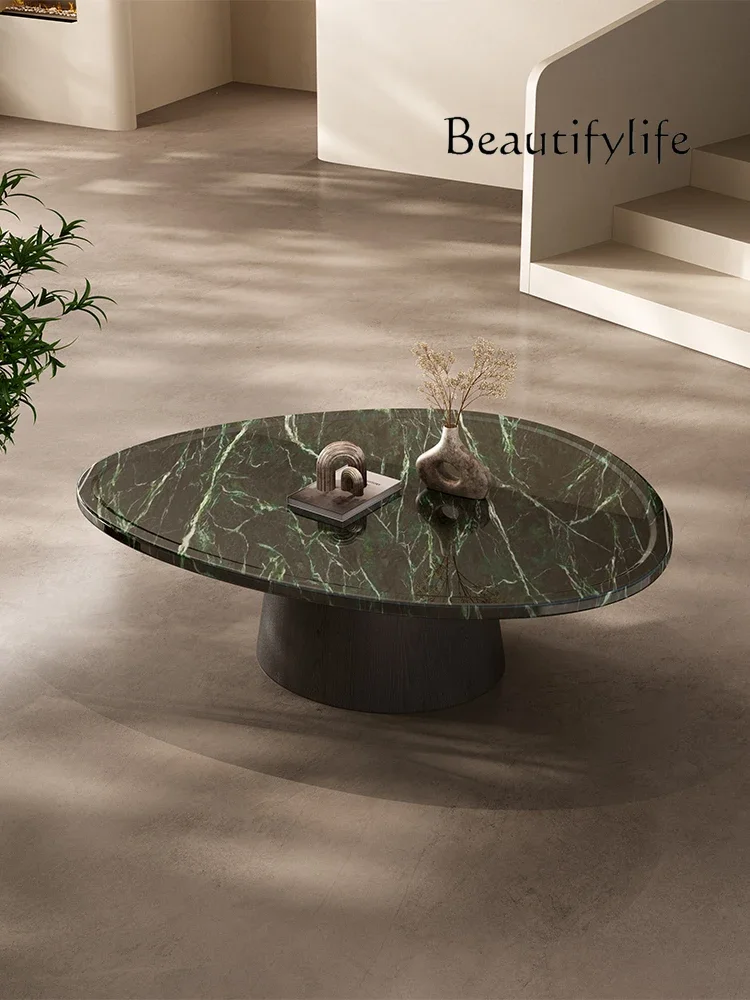 طاولة قهوة جديدة فاخرة من الحجر الطبيعي - طاولة شاي رخامية بتصميم إيطالي، شكل فني حر لغرفة المعيشة الحديثة" #2