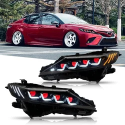 LED Headlights For Toyota Camry 2018-2024 8 Lens DRL Turn Signal With Devil Eyes