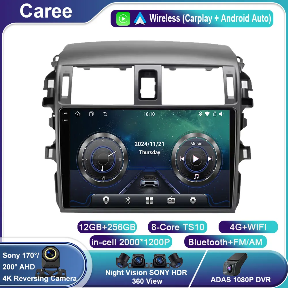 

Android 14 Carplay Android Auto Auto Radio For Toyota Corolla E140/150 2006 2007-2013 Gps Dsp Multimedia Player 4G WIFI NO 2din