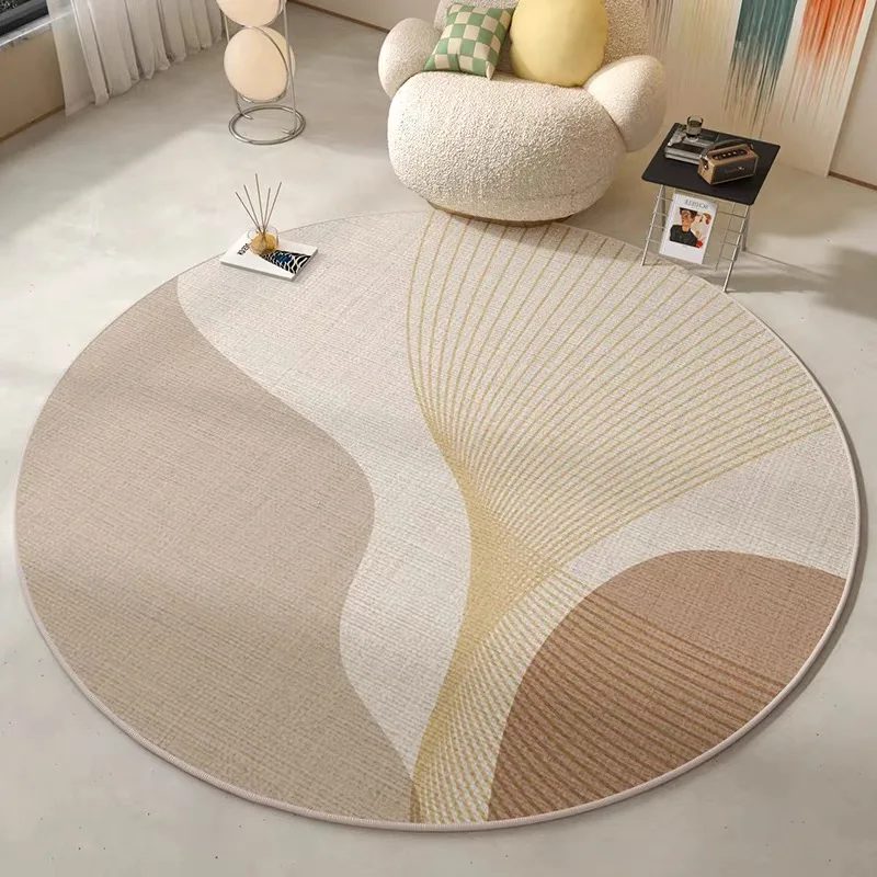 VIKAMA Crystal Pile Light Luxury Carpet Round Living Room Tea Table Rug Scandinavian Study Room Decorative Floor Mat