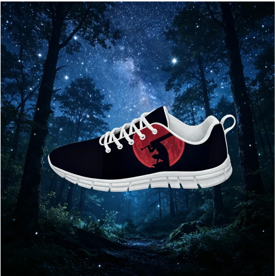 Zapatillas Berserk Guts Personalizadas, Diseño Anime Oscuro, Ligeras, Punta Ancha, Unisex, para Caminar al Aire Libre