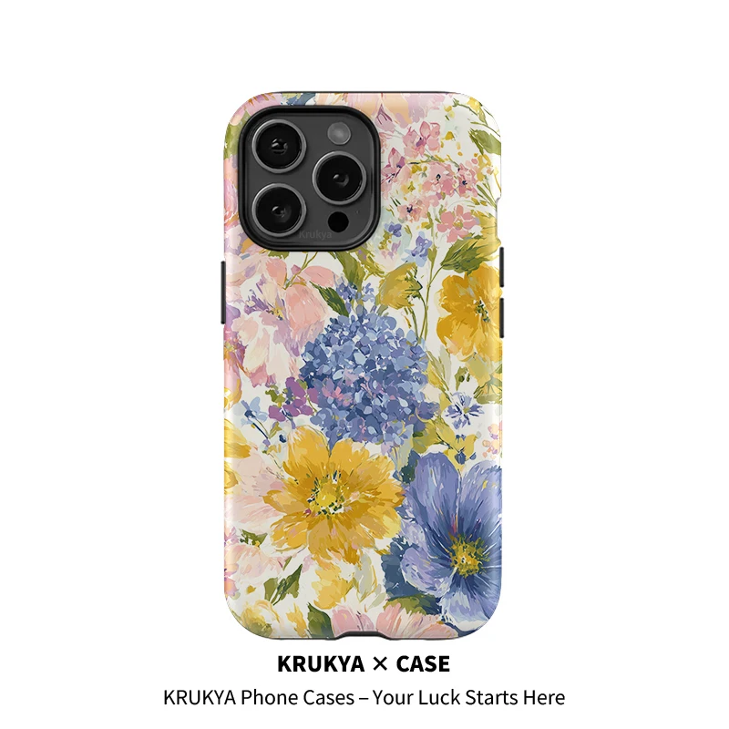 

Krukya Luxury Matte Acrylic Phone Case For iPhone 17 16 Pro Max 15 14 13 12 11 XS Max XR X 16 15 Plus X XR XS Max Flower Cover