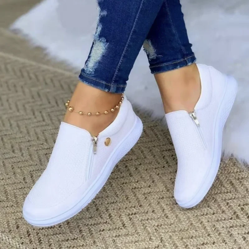 Zapatillas de Plataforma vulcanizadas para Mujer, Tenis Con Plataforma de lujo, colore blanco, 2024