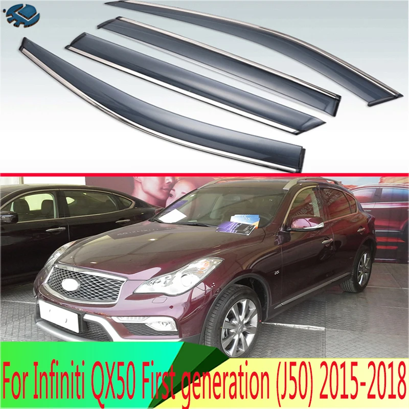 For Infiniti QX50 First generation (J50) 2015-2018 2016 Plastic Exterior Visor Vent Shades Window Sun Rain Guard Deflector 4pcs