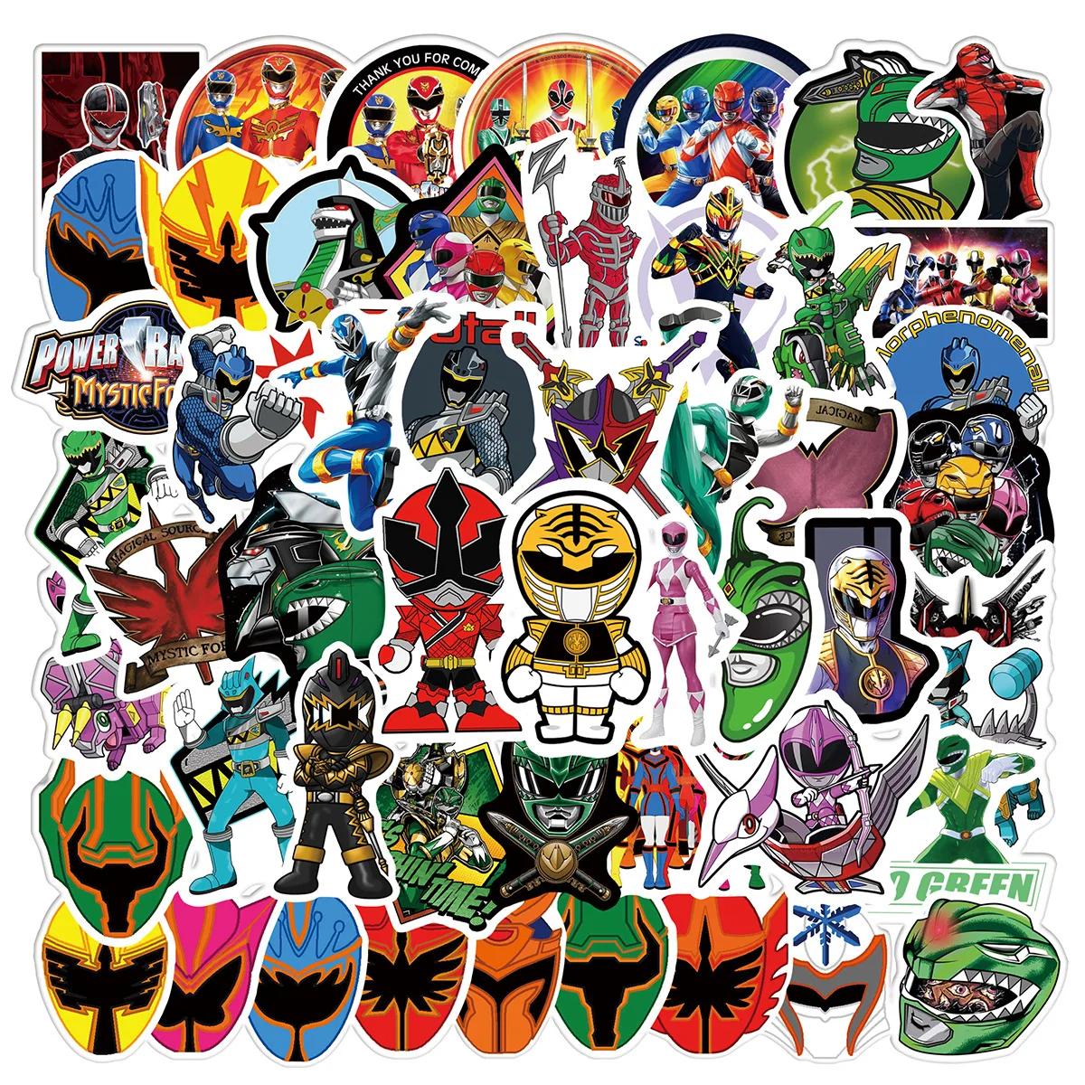 10/50 Uds. Pegatinas Mighty Morphin Power Rangers dibujos animados personalidad fresca creativo garabatos calcomanía impermeable juguete para niños para maleta