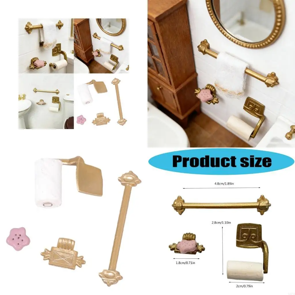 

1/12 Doll House Miniature Bathroom Scene Accessories Set for Craft Model Project