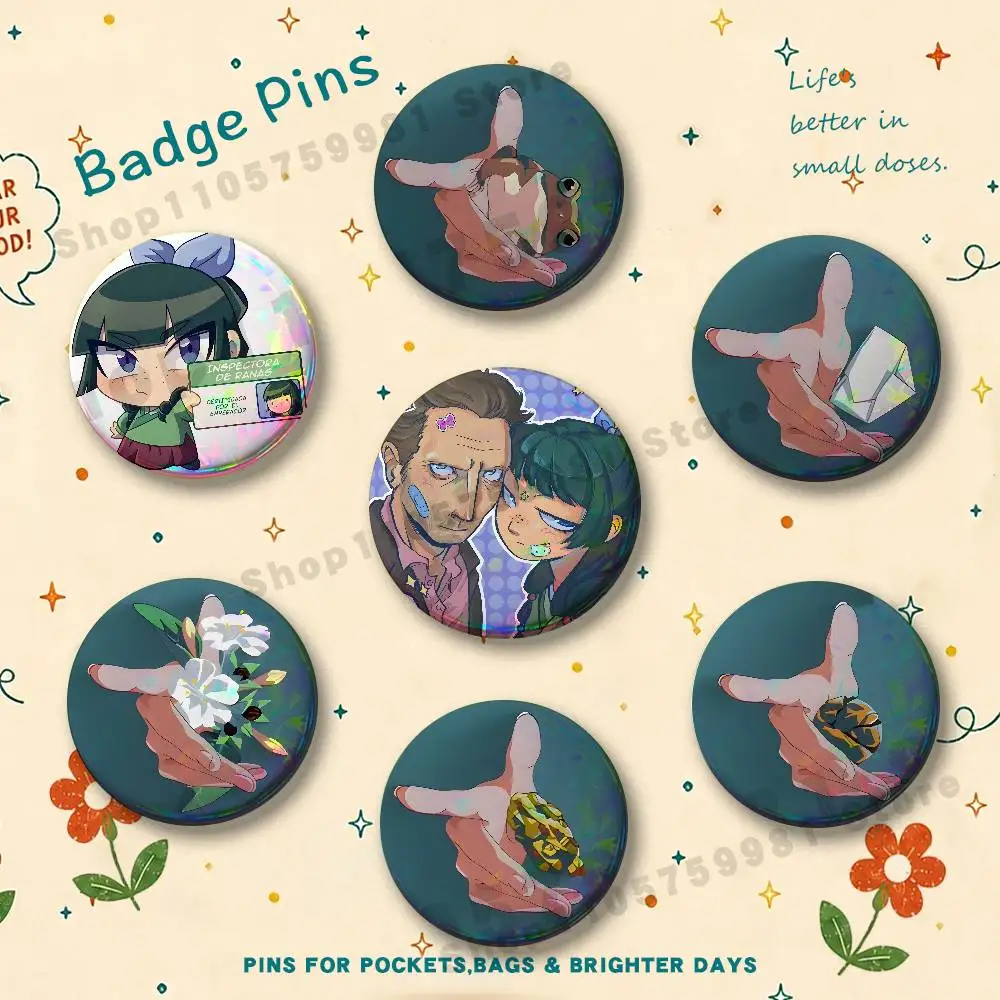 Funny Fingers Mao mao Anime  Round Pins Cartoon Brooches Stylish Ornament Badge for Backpack Accessorys Gifts