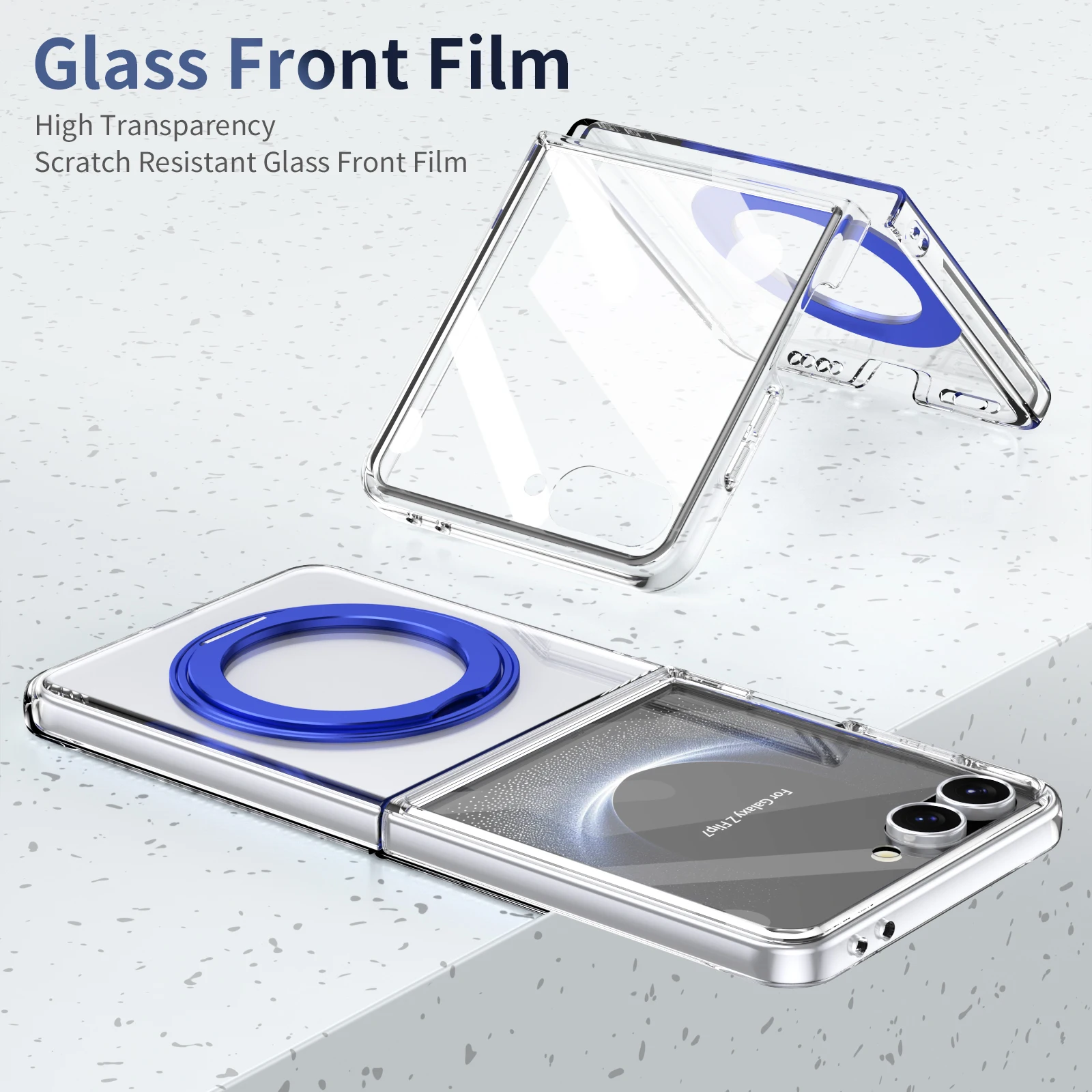 

360 ° Вращающийся кронштейн, прозрачный акриловый магнитный чехол для зарядки для Samsung Galaxy Z Flip6, противоударный чехол для телефона