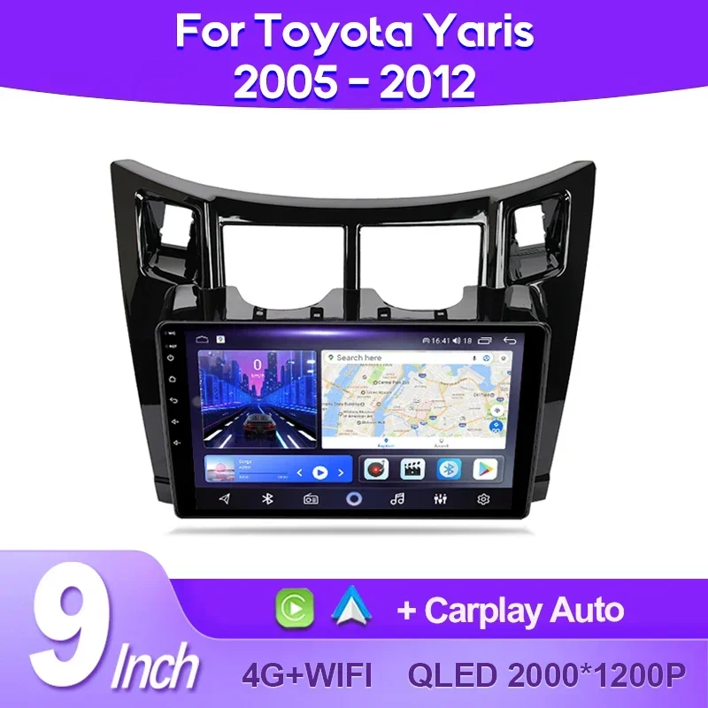 QSZN For Toyota Yaris 2 XP90 2005 - 2012 Car Radio AI Voice 4G WIFI CarPlay Android Auto GPS Multimedia Video Player No DVD 2Din