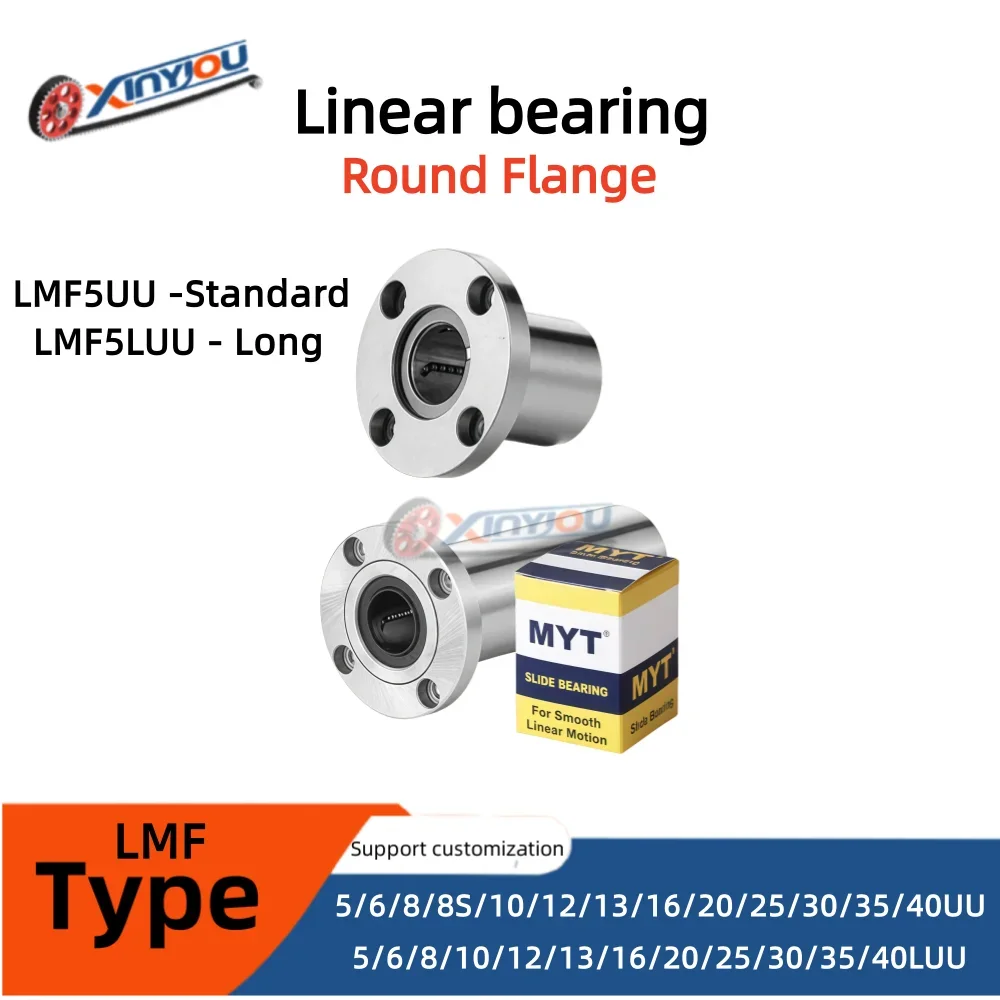 LMF Round Flange Linear Bearing (Standard/Long) 8 12 12 16 20 25 30 40UU/LUU Bearing Steel For Industrial Sector