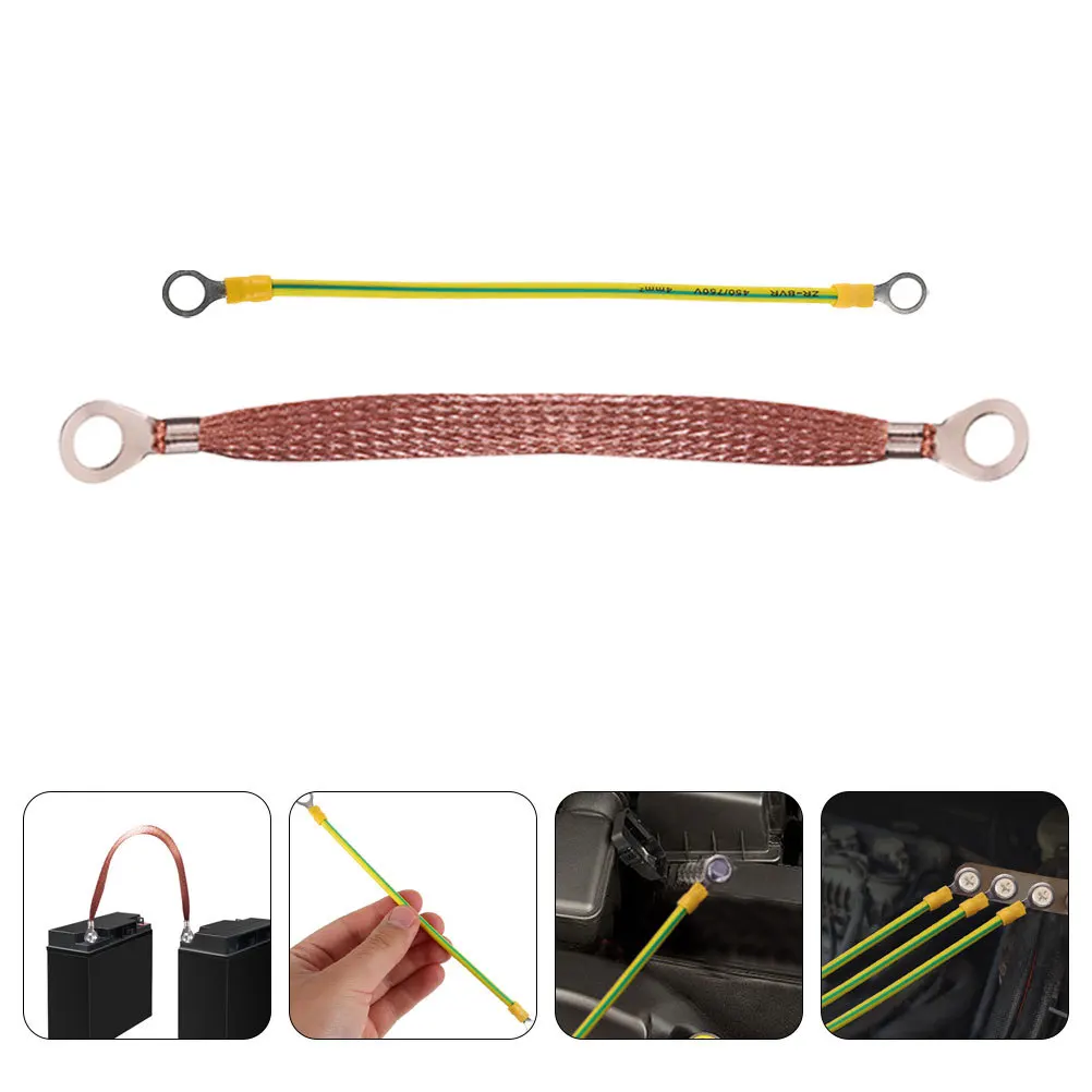 

20Pcs Universal Automotive Ground Strap Copper Braided Heavy Duty Engine Ground Wire Terminal Plugs Car Grounding Cable