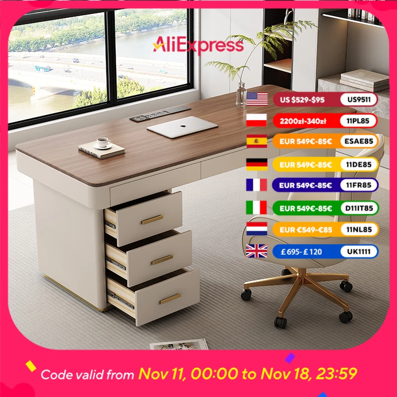 

Wooden Luxury Storage Office Desk Modern Drawers Manager Home Standing Computer Desks Study Writing Escritorios Office Furniture