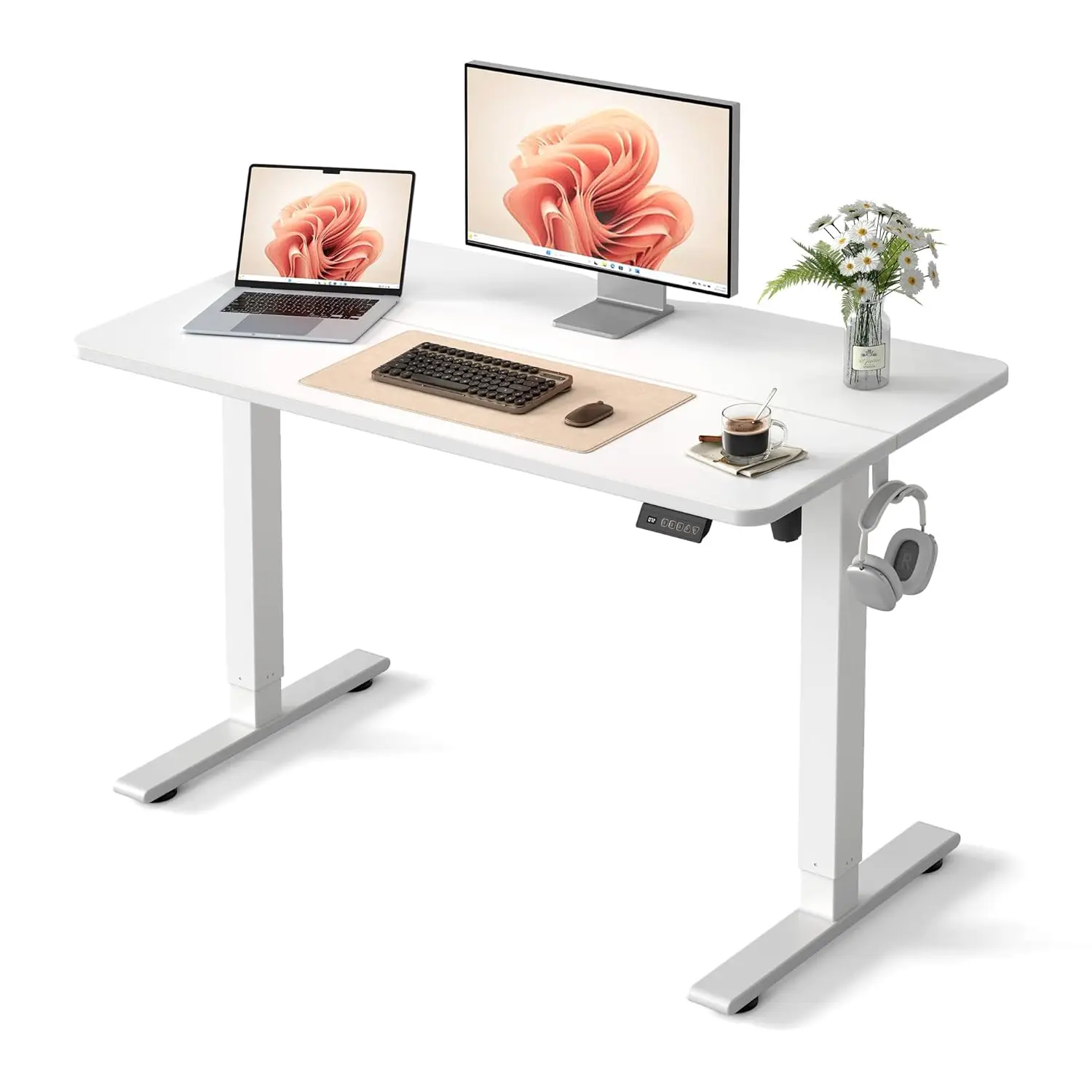 

48x24 Electric Standing Desk,3 Memory Height Settings,Home Office Computer Workstation,White,Customized