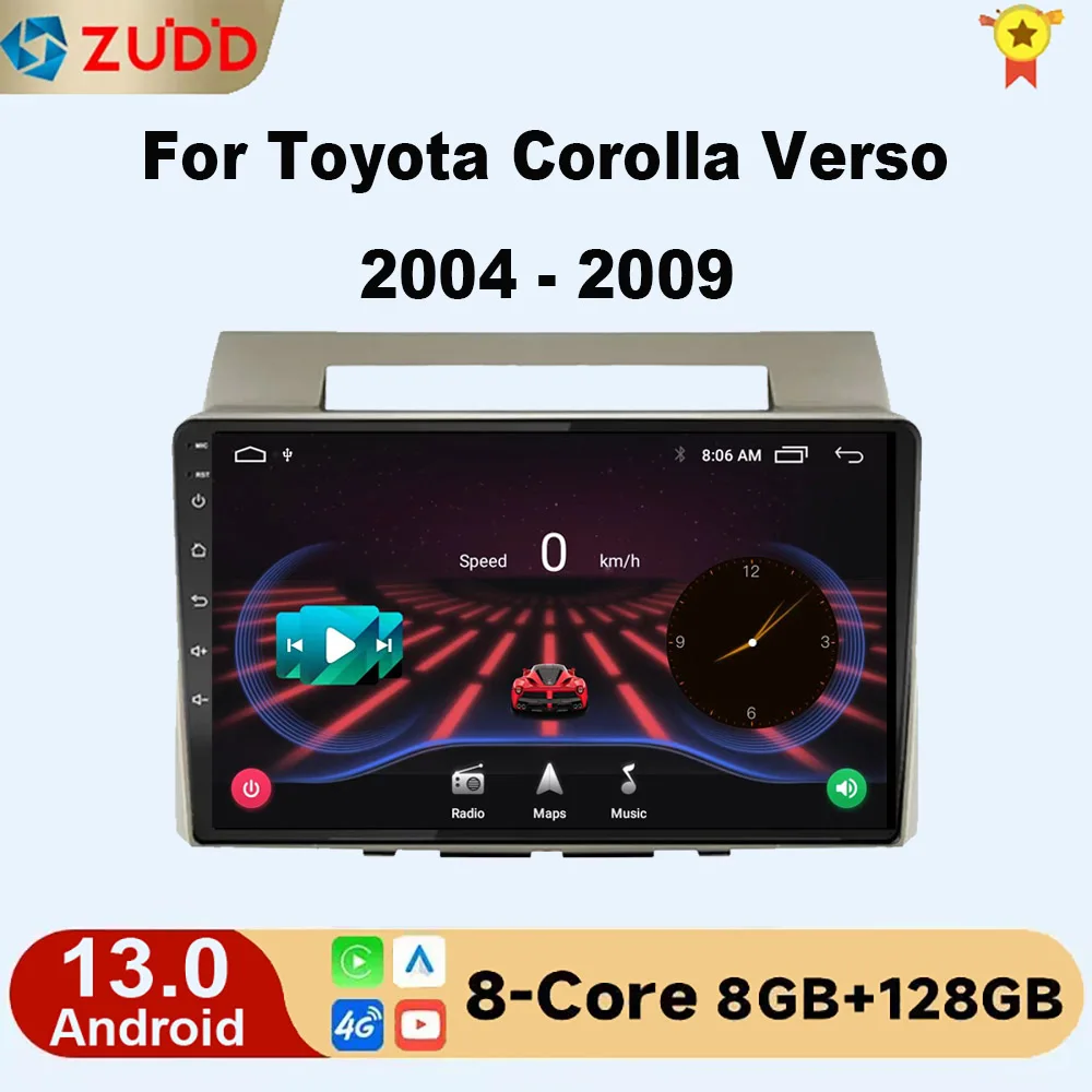 

Car Radio Multimedia Player For Toyota Corolla Verso 2004-2009 2 Din 4G Carplay Wifi Navigation GPS Android Autoradio Head Unit