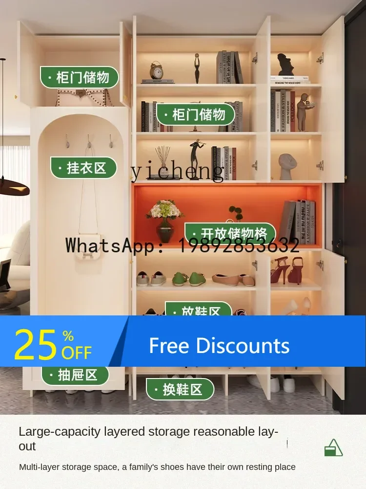 

LYY домашний шкаф для обуви, входной шкаф, встроенный настенный светильник, роскошный домашний дверной проем, американский шкаф для обуви из цельного дерева