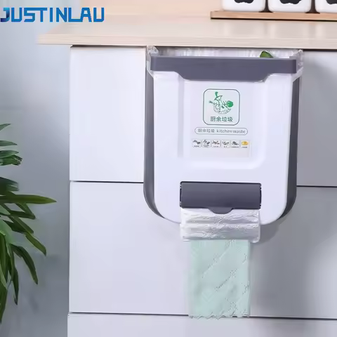 JUSTINLAU 7L/10L Foldable Trash Can Thicken Plastic Wall Mounted Trash Can Easy-to-clean for Motorhome Home Bathroom Car Kitchen