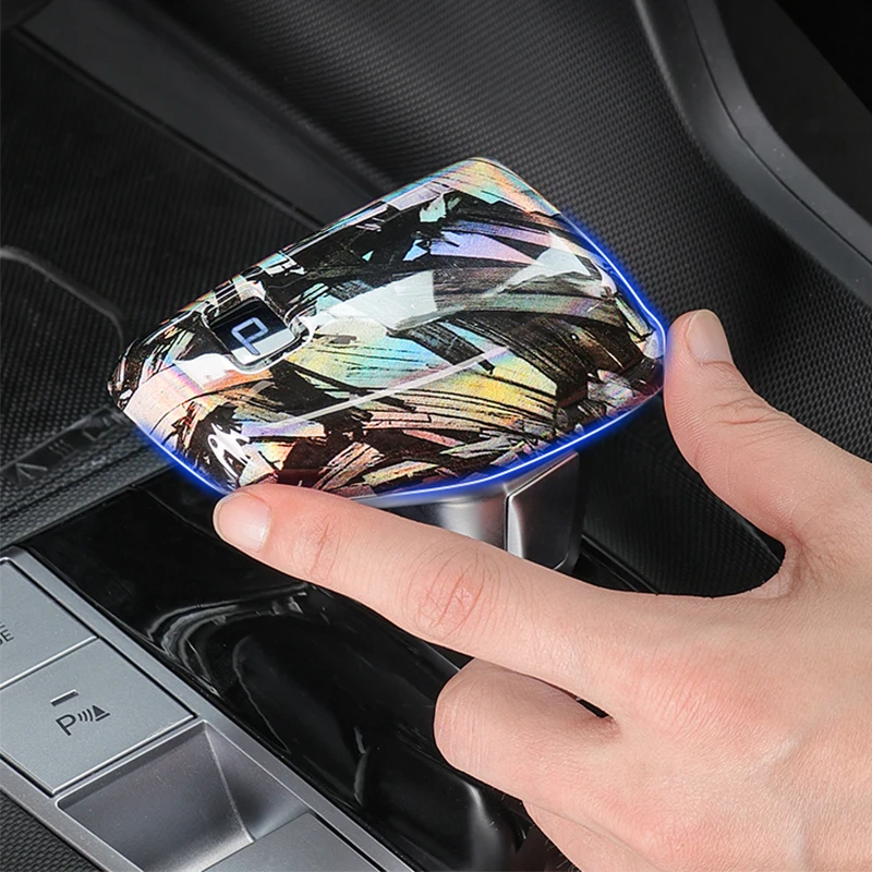 Car gear head protective cover made of ABS material with carbon fiber pattern For Hyundai Elantra CN7 2023 2024